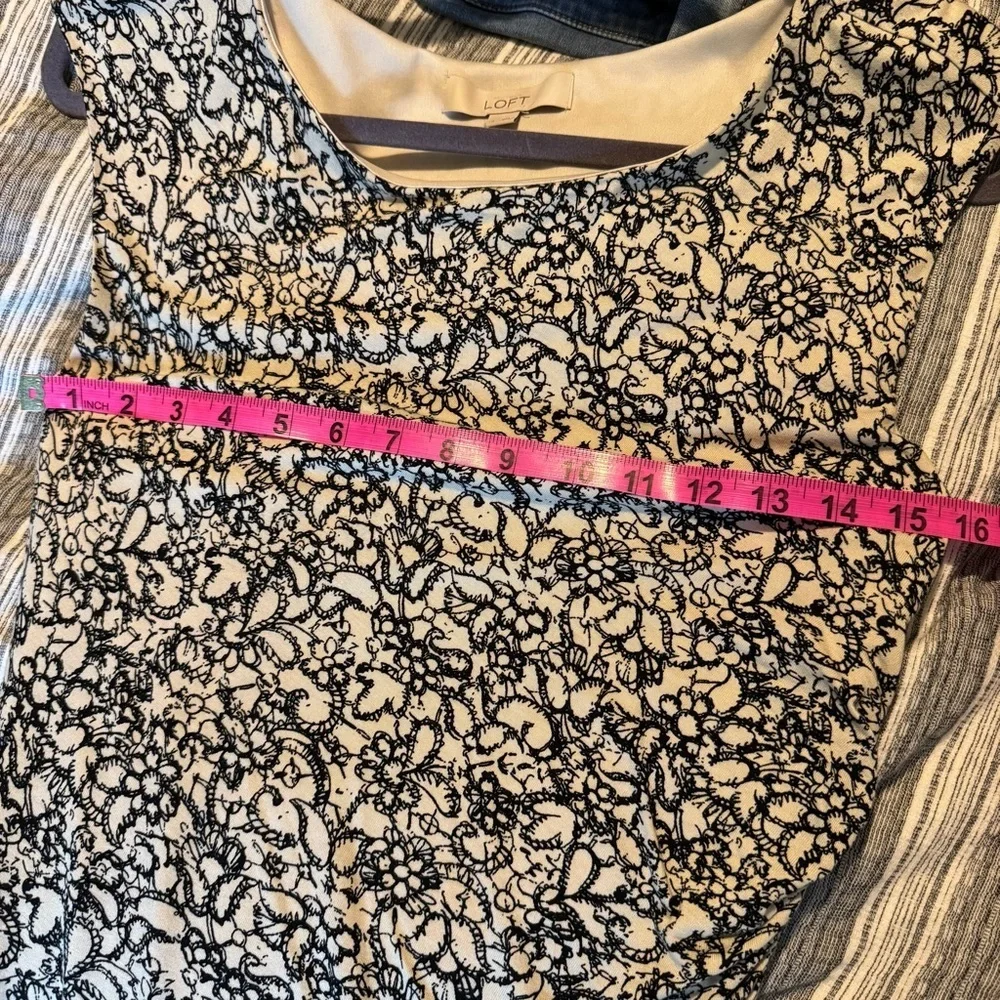 Loft Black and Cream Patterned Pencil Dress - Picture 9 of 10